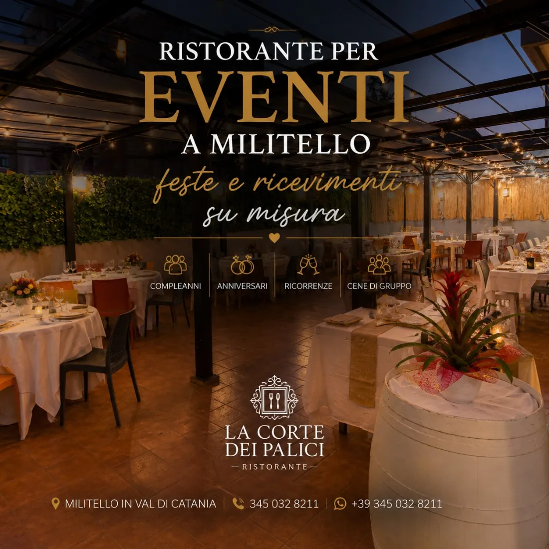 Ristorante per eventi a Militello Val di Catania: feste e ricevimenti